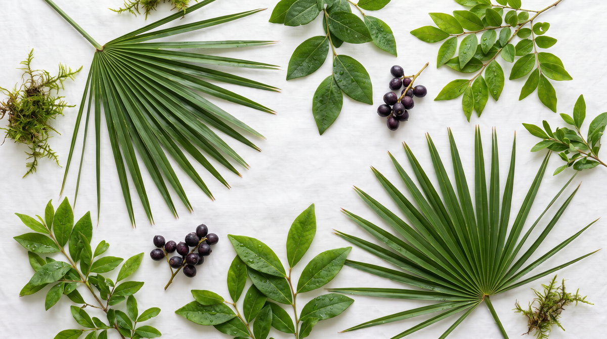 palma sabałowa wegańska – świeże liście i owoce saw palmetto