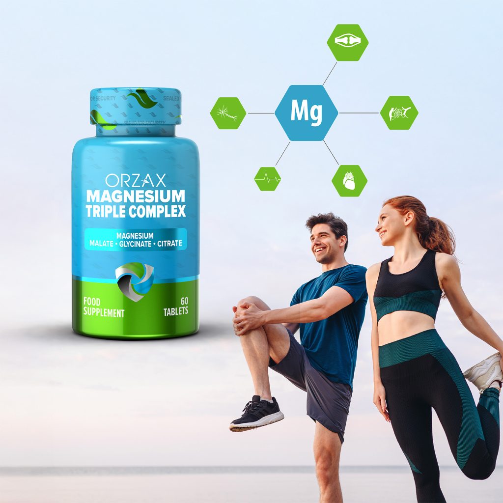 Orzax Magnez Potrójny Kompleks 60 Tab Wege Glicynian Cytrynian Jabłczan magnesium triple complex 60 tablets vegan