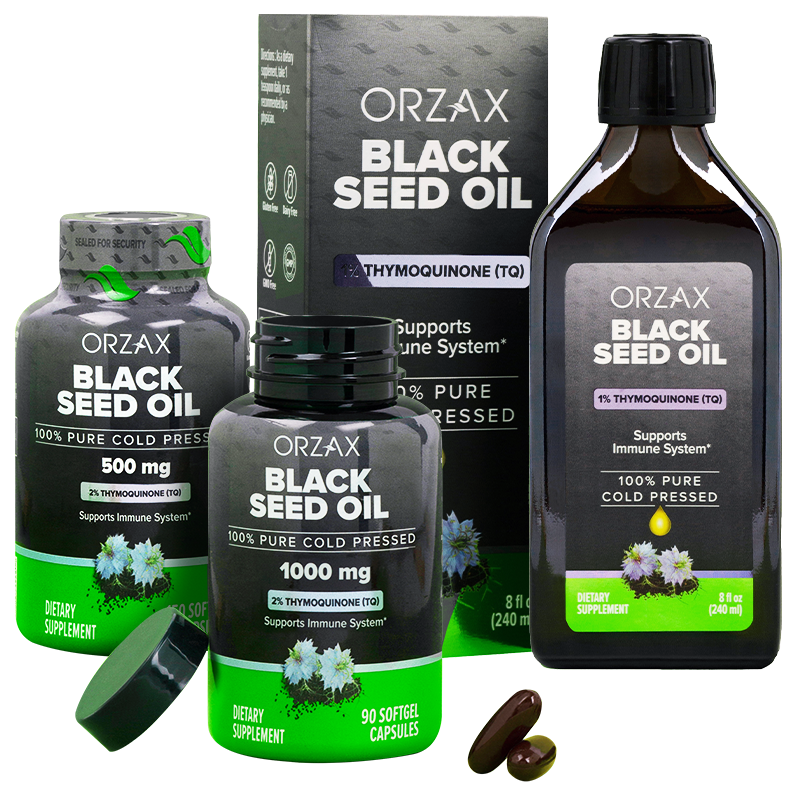 orzax black seed oil capsule liquid family square